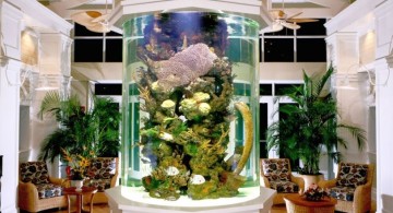 contemporary fish tank in living room