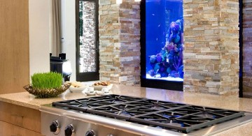 contemporary fish tank in the kitchen