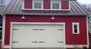 contemporary garage in red and white