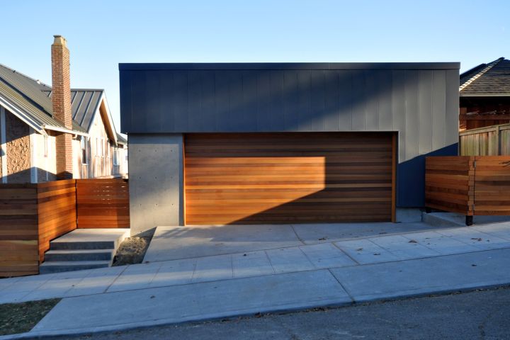 contemporary garage side road