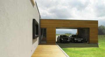 contemporary garage wood tone