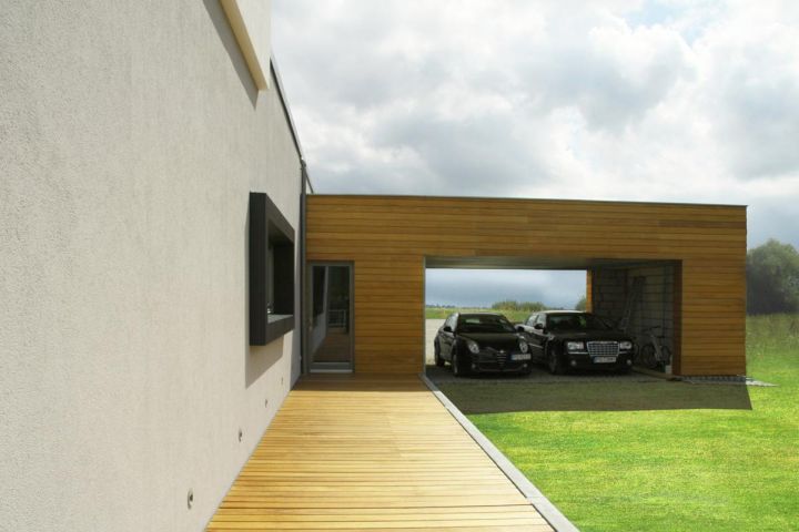 contemporary garage wood tone