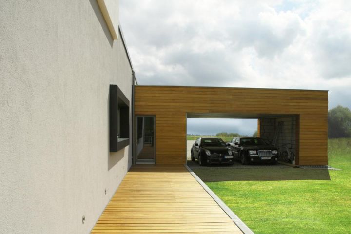 contemporary garage wood tone