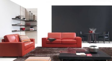 contemporary maroon living room