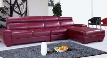 contemporary maroon living room furniture design L shaped sofa