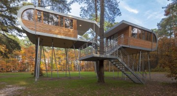 contemporary treehouse on stilts