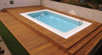 contemporary wood pool deck