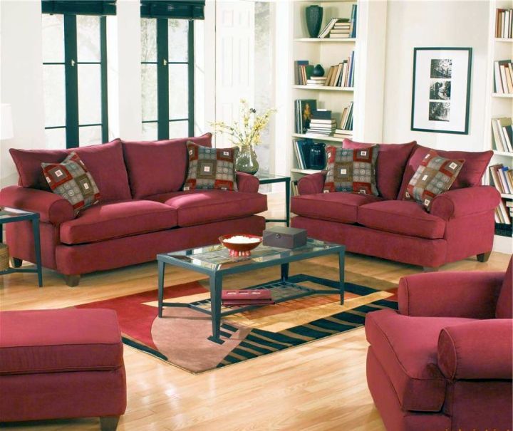 cozy maroon living room