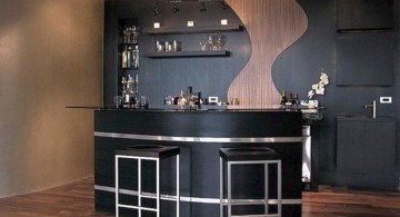 dark and glamorous modern home bar design