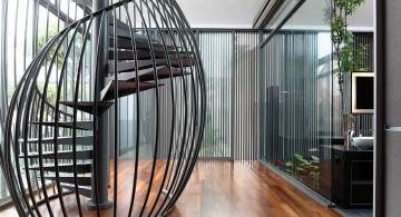 detached modern house spiral staircase