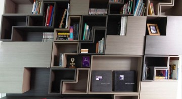 detached modern house unique bookshelf