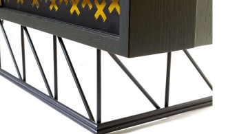 details on pattern metal credenza