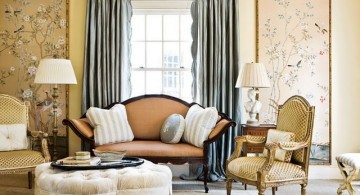 eclectic rooms in beige and peach