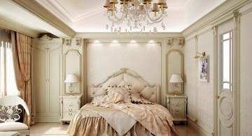 elegant vintage bedroom decoration ideas with large chandelier