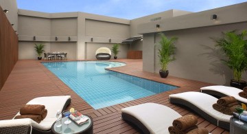 enclosed wood pool deck