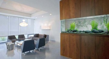 featured image of contemporary fish tank wide and built in the wooden wall panel