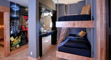 featured image of funky bedroom ideas with hanging bunk beds and cool posters
