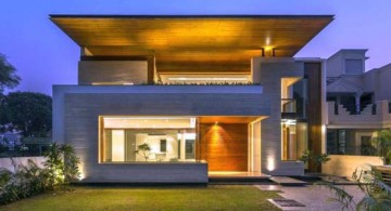 featured image of indian modern house front view at night