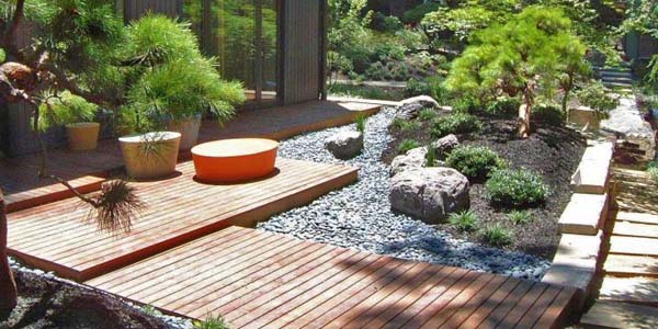 featured image of oriental garden design for side yard with wood pathway