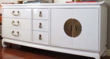 featured image of white lacquer credenza with chinese coin accent