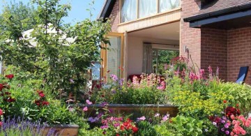 front yard terraced flower garden