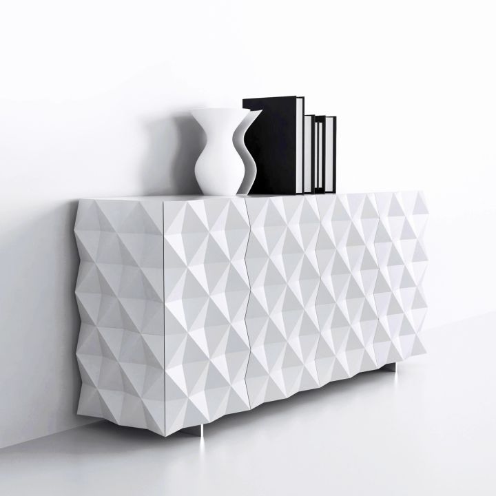 full textured white lacquer credenza