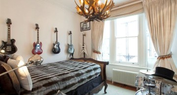 funky bedroom ideas with unique chandelier