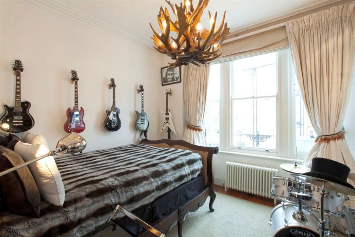 funky bedroom ideas with unique chandelier