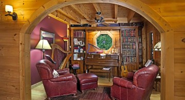 home music room with harp and guitar