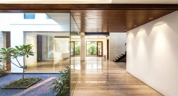 indian modern house glass door garden