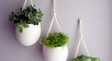 indoor wall hanging planter white porcelaine