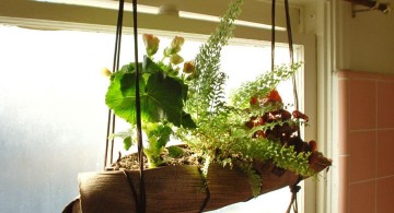 indoor wall hanging planter with bamboo