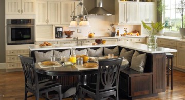 kitchen island with seating for six with dark woods