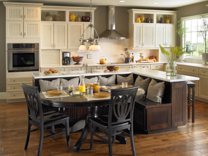 kitchen island with seating for six with dark woods