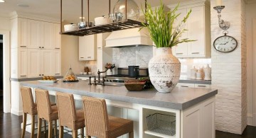 kitchen island with seating for six with rattan chair