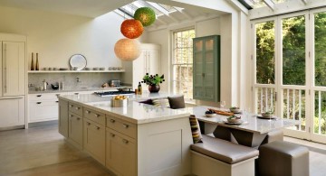 kitchen island with seating for six with skylight