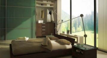 manly bedrooms with window as bed panel