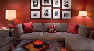 maroon living room for basement