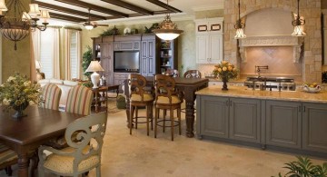 mediterranean kitchen designs with brick backsplash