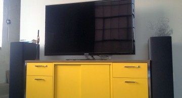 metal credenza bright yellow