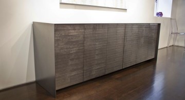 metal credenza with eel skin pattern