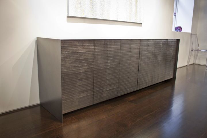 metal credenza with eel skin pattern