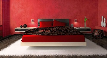 modern black and red bedroom ideas with floating bed