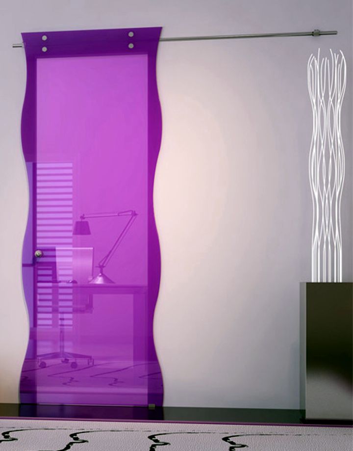 modern glass door in purple