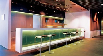 modern home bar design with green glow