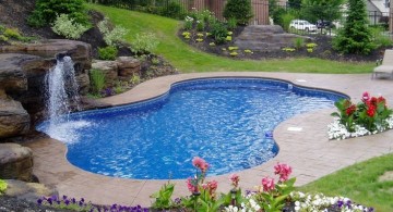 natural garden side pool waterfall ideas