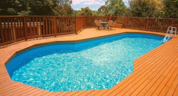 natural wood pool deck