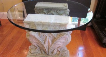 old stone and glass pedestal table base ideas