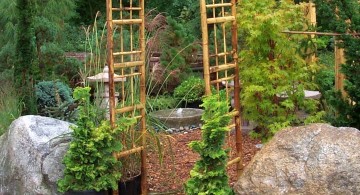 oriental garden design with bamboo pergola