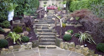 oriental garden design with garden stair